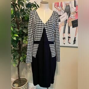 Elegant Black and White Houndstooth Dress